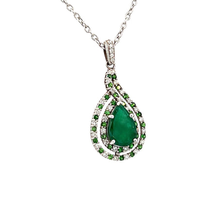 Natural Emerald Diamond Necklace 18" 14k Gold 5.6 TCW Certified $6,950 301451