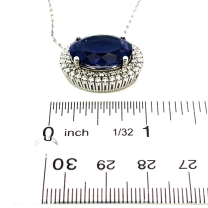 Natural Tanzanite Diamond Necklace 17" 14k Gold 12.49 TCW Certified $5,950 308486