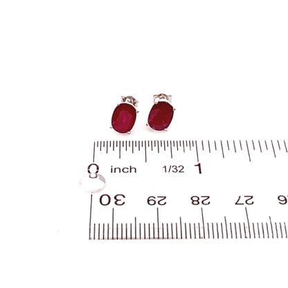 Natural Ruby Stud Earrings 14k White Gold 2.50 TCW Certified $1,340 311041