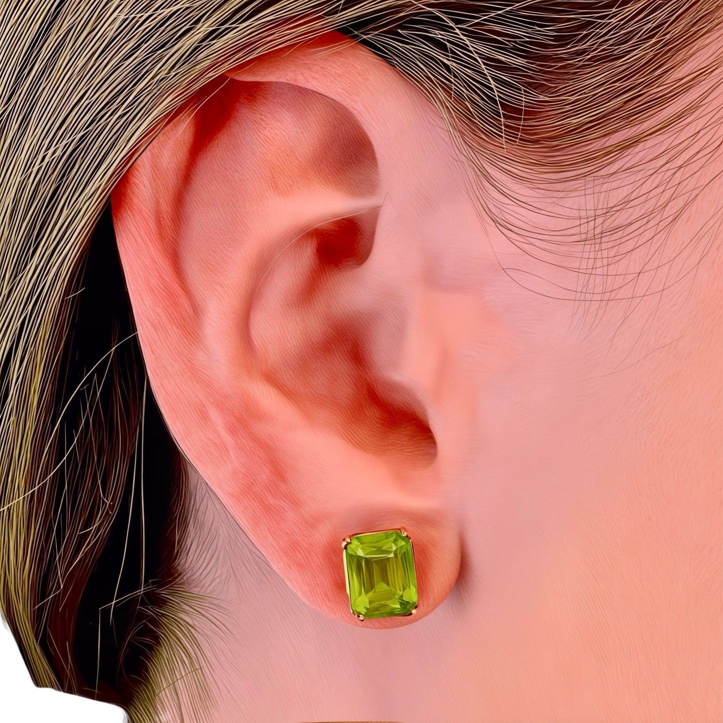 Natural Peridot Stud Earrings 14k White Gold 4.41 TCW Certified $1,590 311046