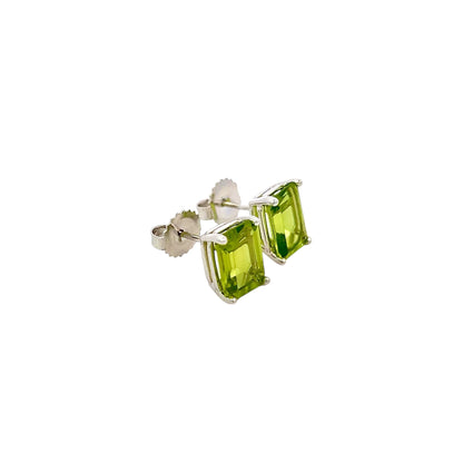 Natural Peridot Stud Earrings 14k White Gold 4.41 TCW Certified $1,590 311046