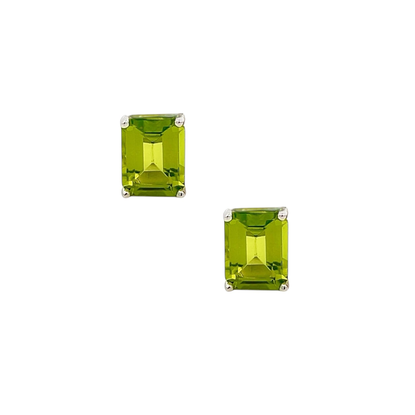 Natural Peridot Stud Earrings 14k White Gold 4.41 TCW Certified $1,590 311046