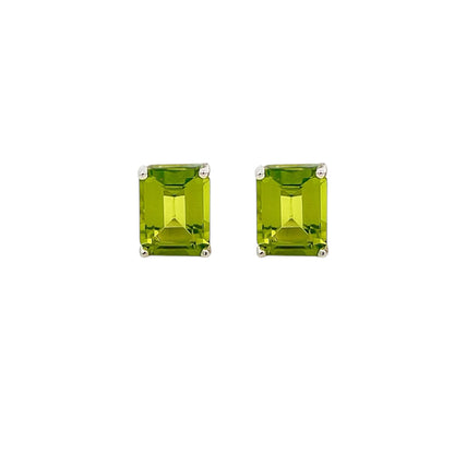 Natural Peridot Stud Earrings 14k White Gold 4.41 TCW Certified $1,590 311046