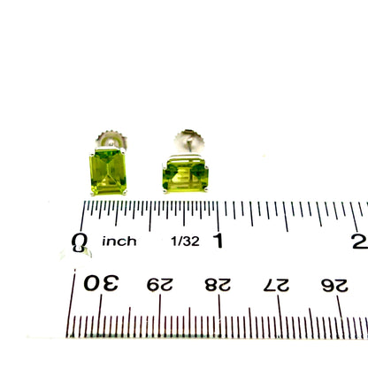 Natural Peridot Stud Earrings 14k White Gold 4.41 TCW Certified $1,590 311046