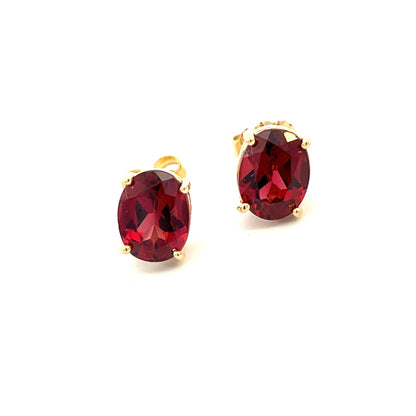 Natural Garnet Stud Earrings 14k Yellow Gold 3.8 TCW Certified $1,390 311048