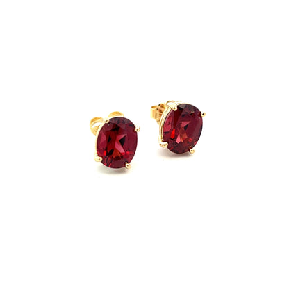 Natural Garnet Stud Earrings 14k Yellow Gold 3.8 TCW Certified $1,390 311048