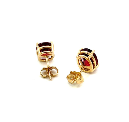 Natural Garnet Stud Earrings 14k Yellow Gold 3.8 TCW Certified $1,390 311048