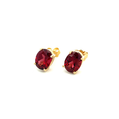 Natural Garnet Stud Earrings 14k Yellow Gold 3.8 TCW Certified $1,390 311048