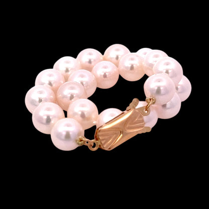 Akoya Pearl Bracelet 7.5" 14k Yellow Gold 8 mm Certified $699 311638