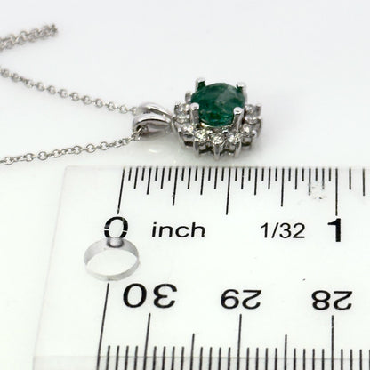 Natural Emerald Diamond Pendant With Chain 17.5" 14k WG 1.35 TCW Certified $4,975 216665