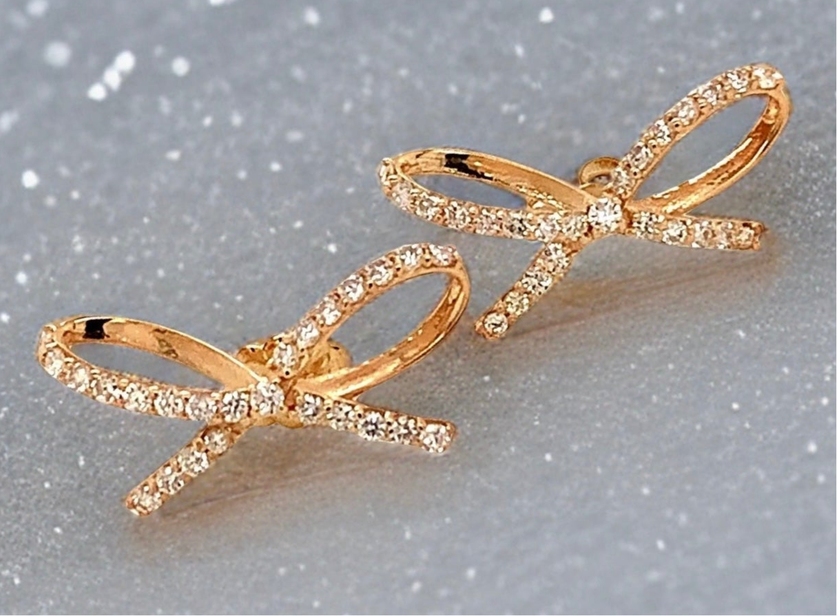 Diamond Bow Stud Earrings 14k Gold 0.5 TCW Certified $3,950 111897