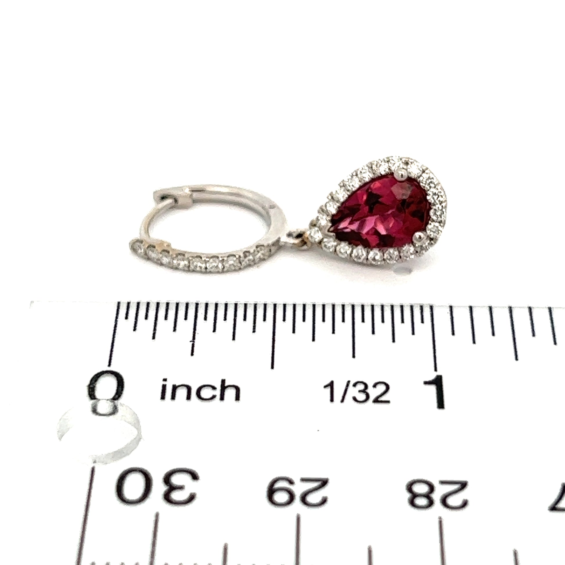 Diamond Rubellite Tourmaline Drop Earrings 18k W Gold 2.93 TCW Certified $5,950 210764 - Certified Fine Jewelry
