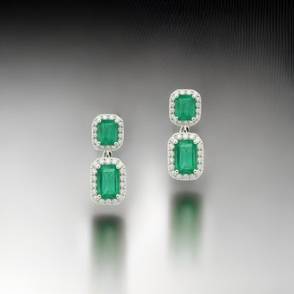 Natural Emerald Diamond Earrings 14k Gold 3.48 TCW Certified $7,950 310551