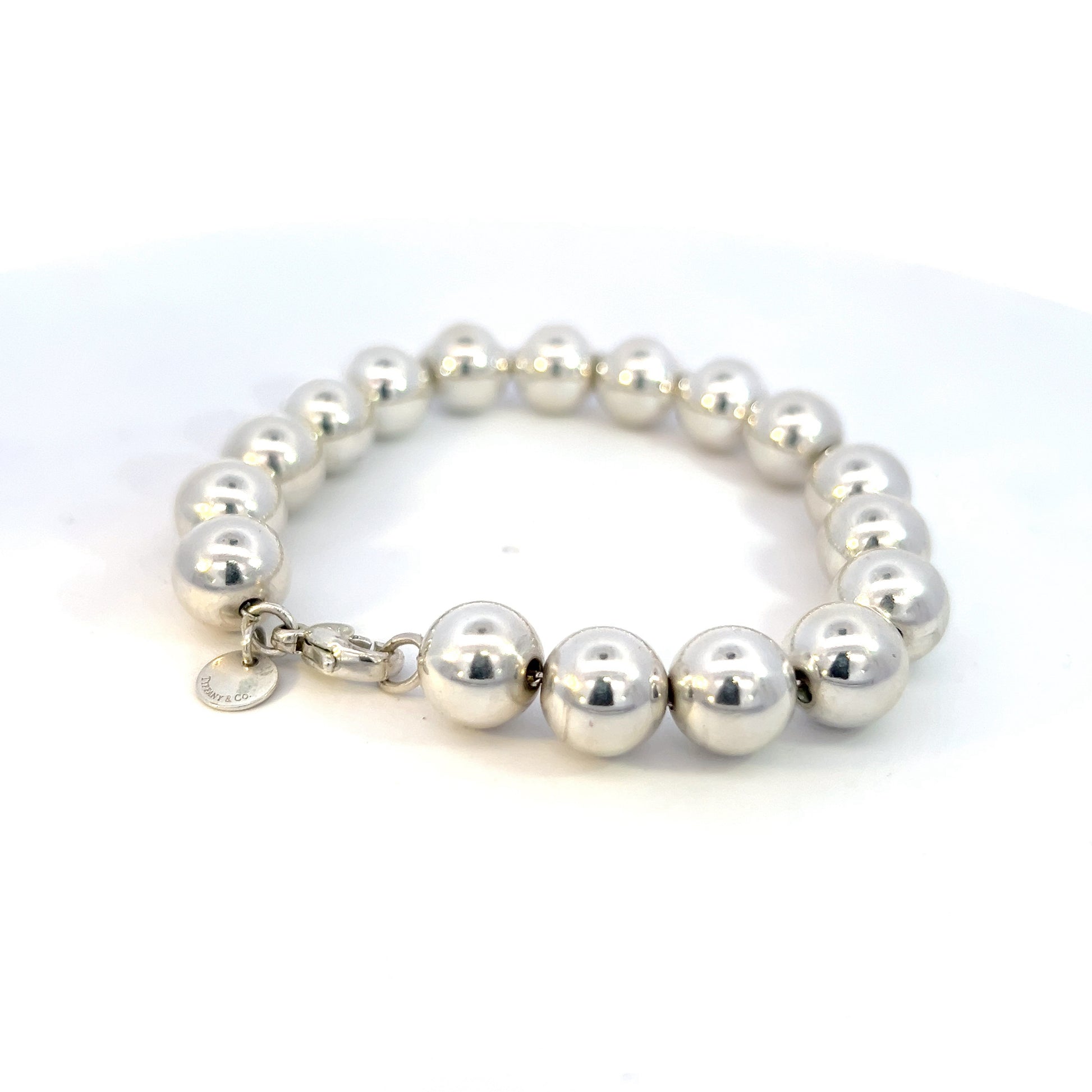 Tiffany & Co Estate 10 mm Ball Bracelet Size 7.5" Sterling Silver TIF557