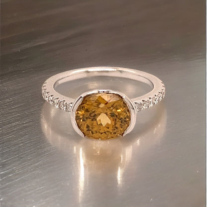 Natural Zircon Diamond Ring 6.5 14k White Gold 3.5 TCW Certified $2,490 221355 - Certified Fine Jewelry