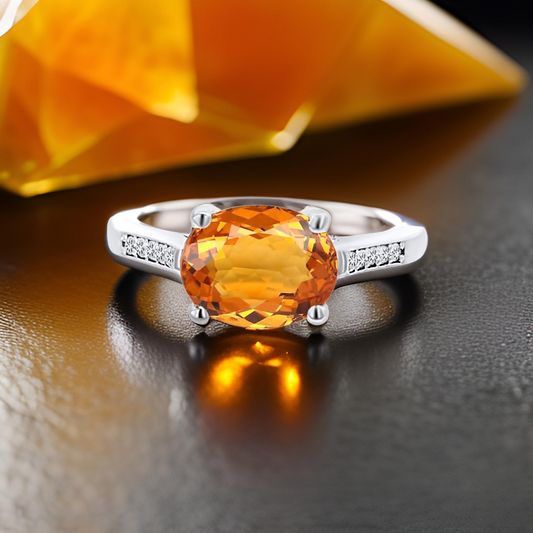 Natural Orange Sapphire Diamond Ring 6.75 14k W Gold 2.6 TCW Certified $4,950 310584