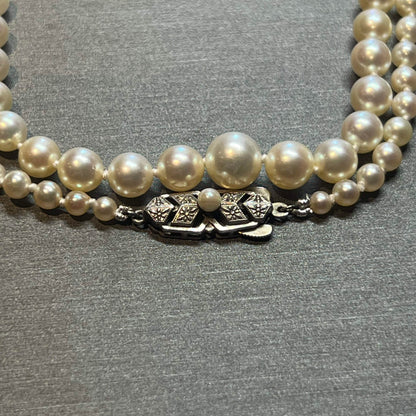 Mikimoto Estate Akoya Pearl Graduated Necklace 20" Silver 7.63-3.50 mm M364