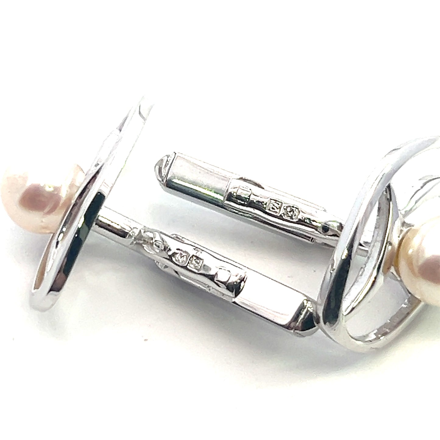 Mikimoto Estate Akoya Pearl Cufflinks Silver 7.5 mm M416