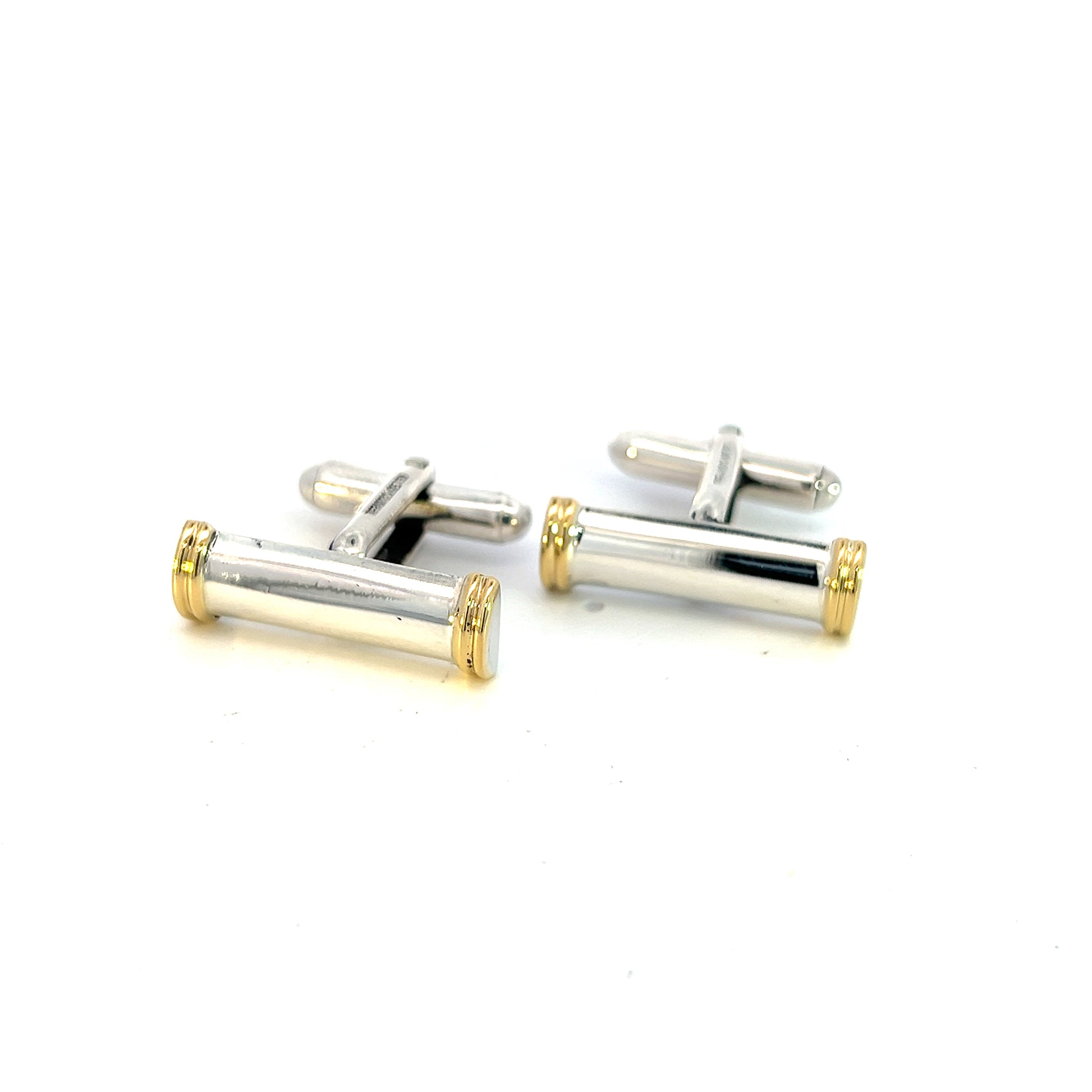 Tiffany & Co Estate Cufflinks 18k Gold Sterling Silver TIF613 - Certified Fine Jewelry