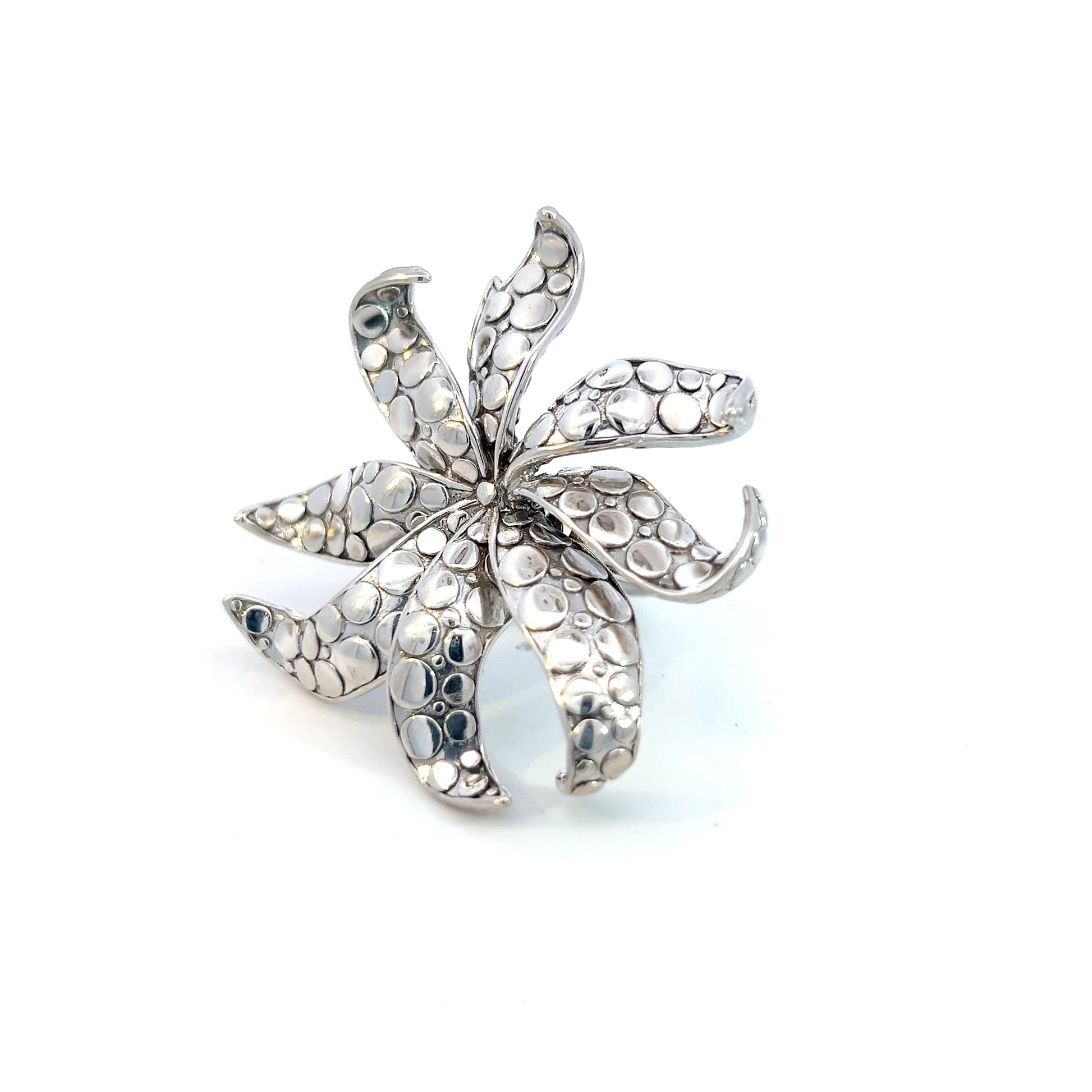 John Hardy Estate XL Flower Ayu Frangipiani Cocktail Ring 8 Silver JH102