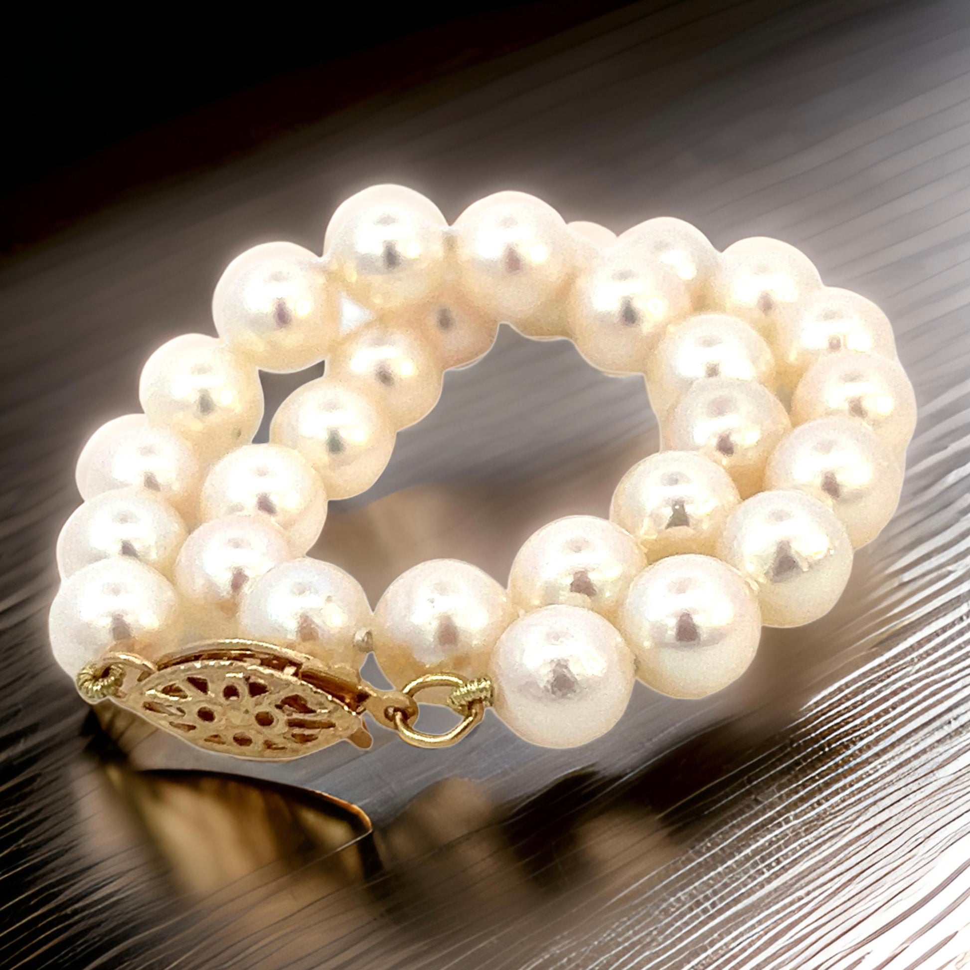 Akoya Pearl Bracelet 7" Size 14k Yellow Gold 6 mm Certified $599 311633