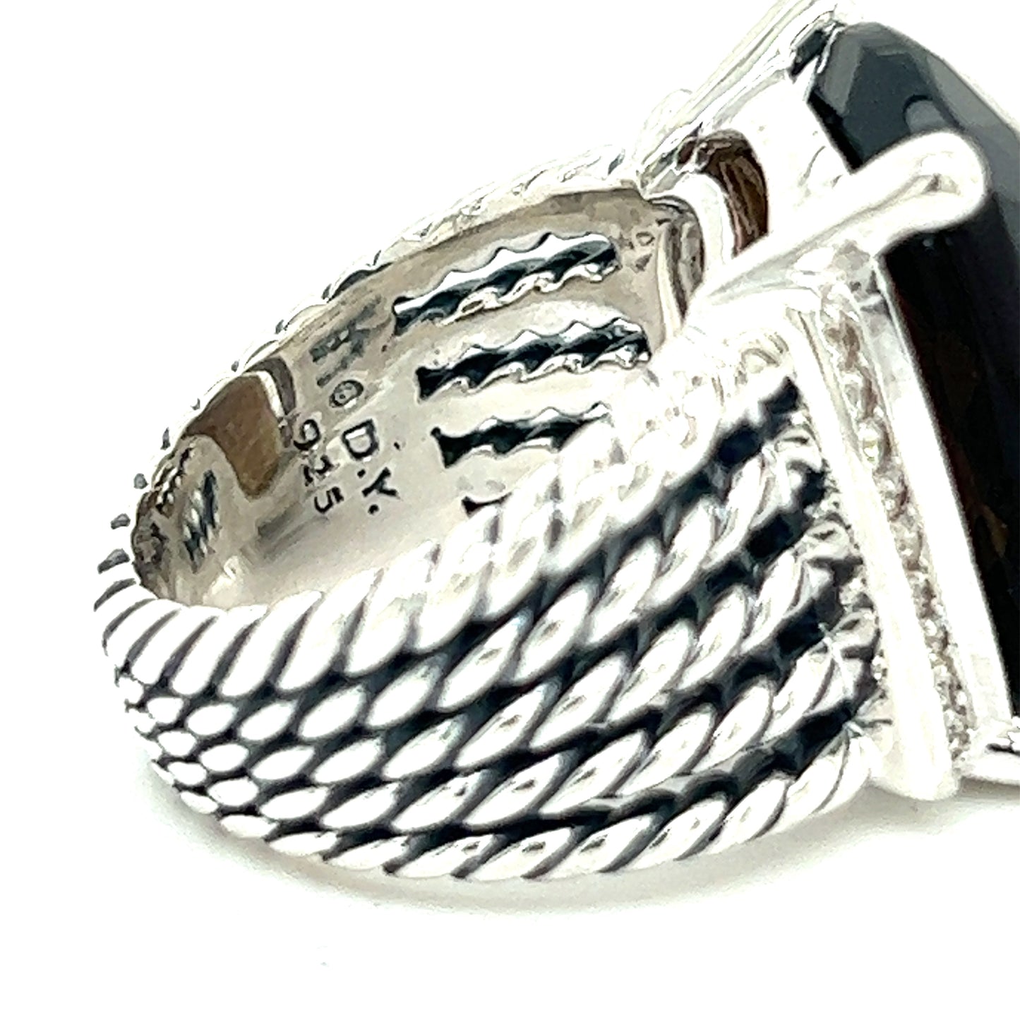David Yurman Authentic Estate Wheaton Smoky Quartz Pave Diamond Ring 7 Silver 20 x 15 mm DY241 - Certified Fine Jewelry