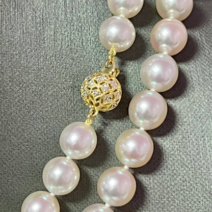 Natural Akoya Pearl Diamond Necklace 35" 14k Yellow Gold 9.5 mm Certified $16,975 301779 - Certified Fine Jewelry