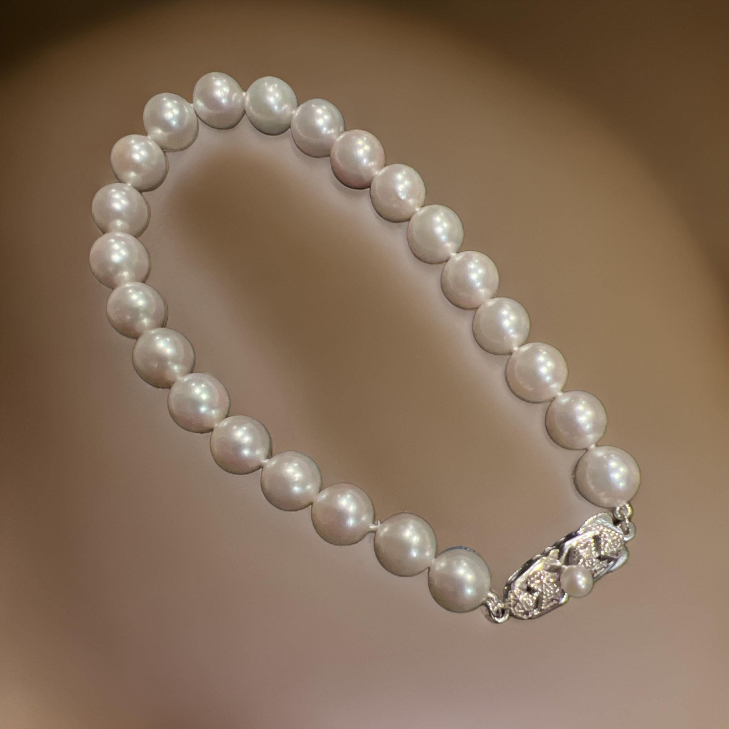 Mikimoto Estate Akoya Pearl Bracelet 8" Silver 7.5-8 mm M406