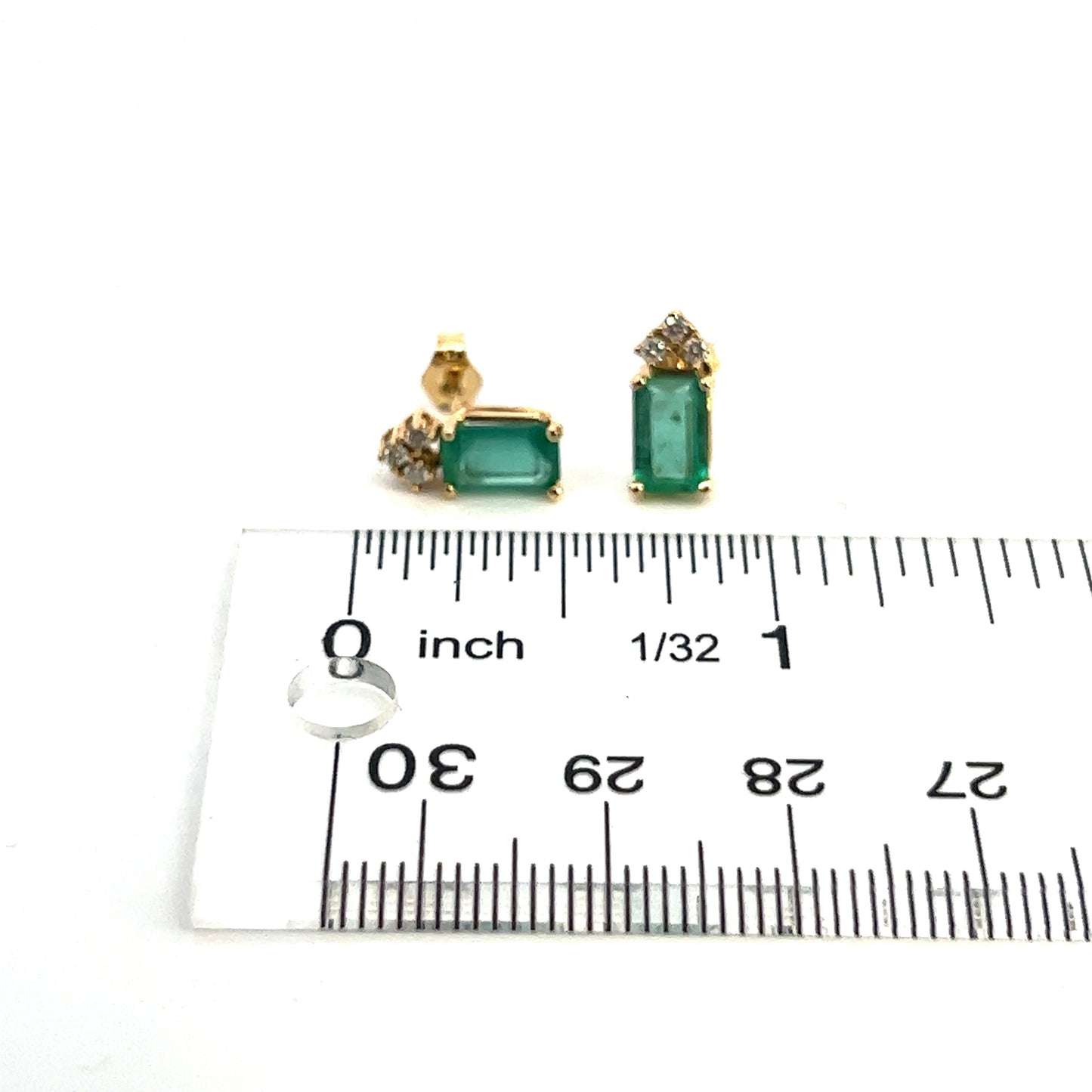 Natural Emerald Diamond Stud Earrings 14k Yellow Gold 1.59 TCW Certified $2,950 121167 - Certified Fine Jewelry