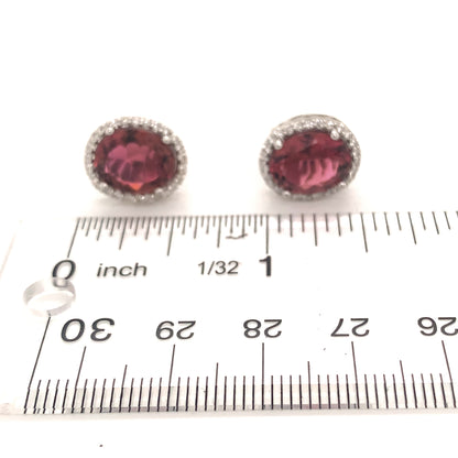 Natural Tourmaline Diamond Stud Earrings 14k WG 5.85 TCW Certified $6,950 121150