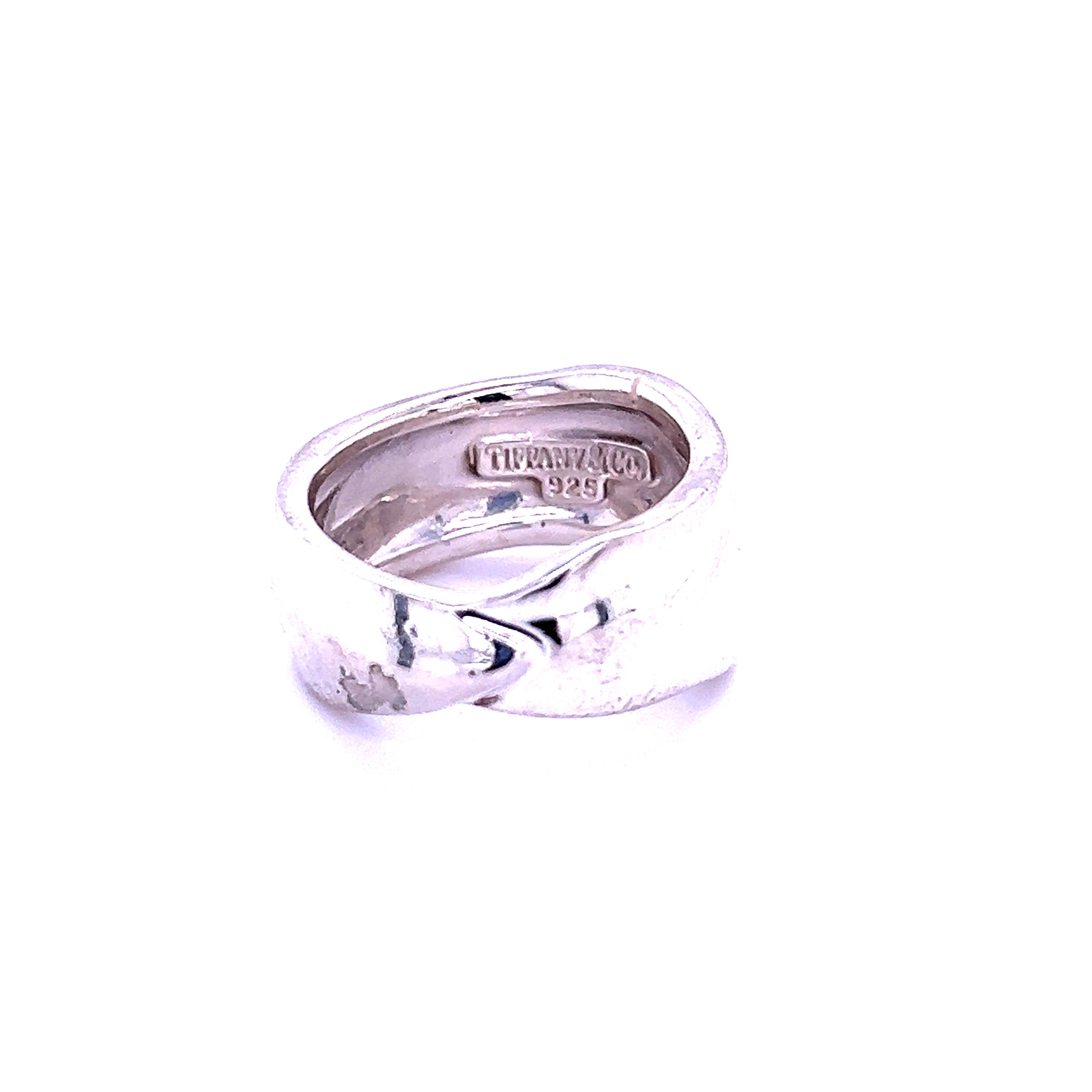 Tiffany & Co Estate Leaf Band Size 6.5 Silver 10 mm TIF501 - Certified Fine Jewelry