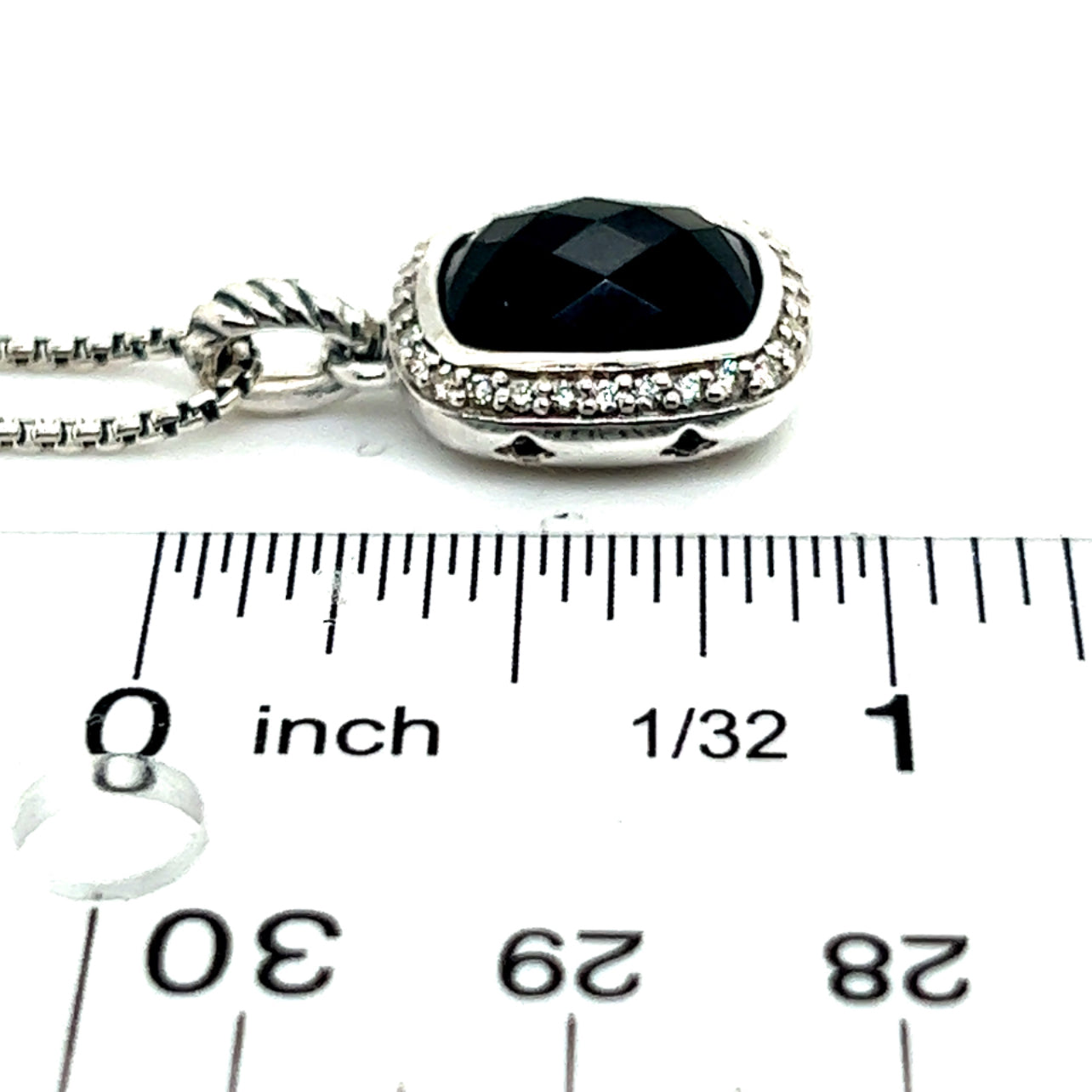 David Yurman Authentic Estate Onyx Noblesse Pendant Necklace 16" Silver 0.25 Cts DY232 - Certified Fine Jewelry
