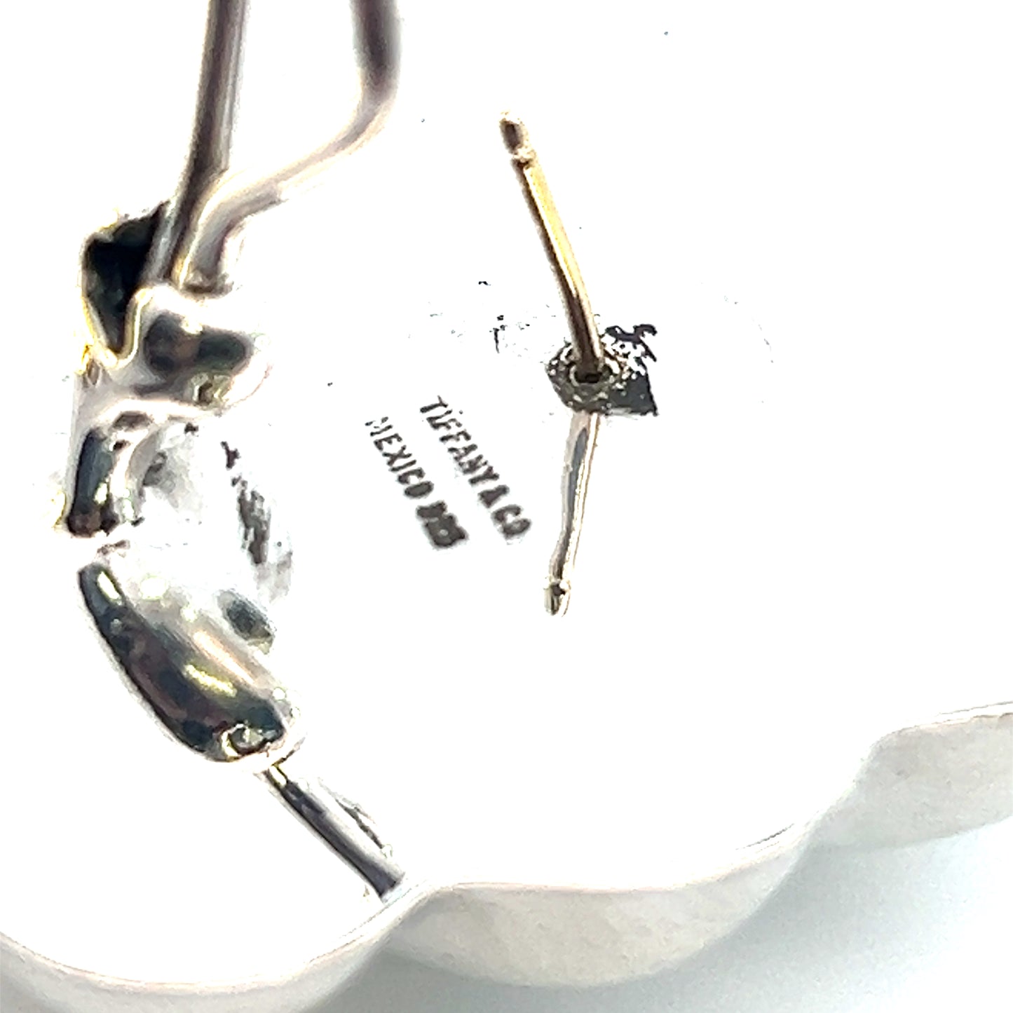 Tiffany & Co Estate Puffed Shell Omega Back Earrings Silver 21.30 Grams TIF636