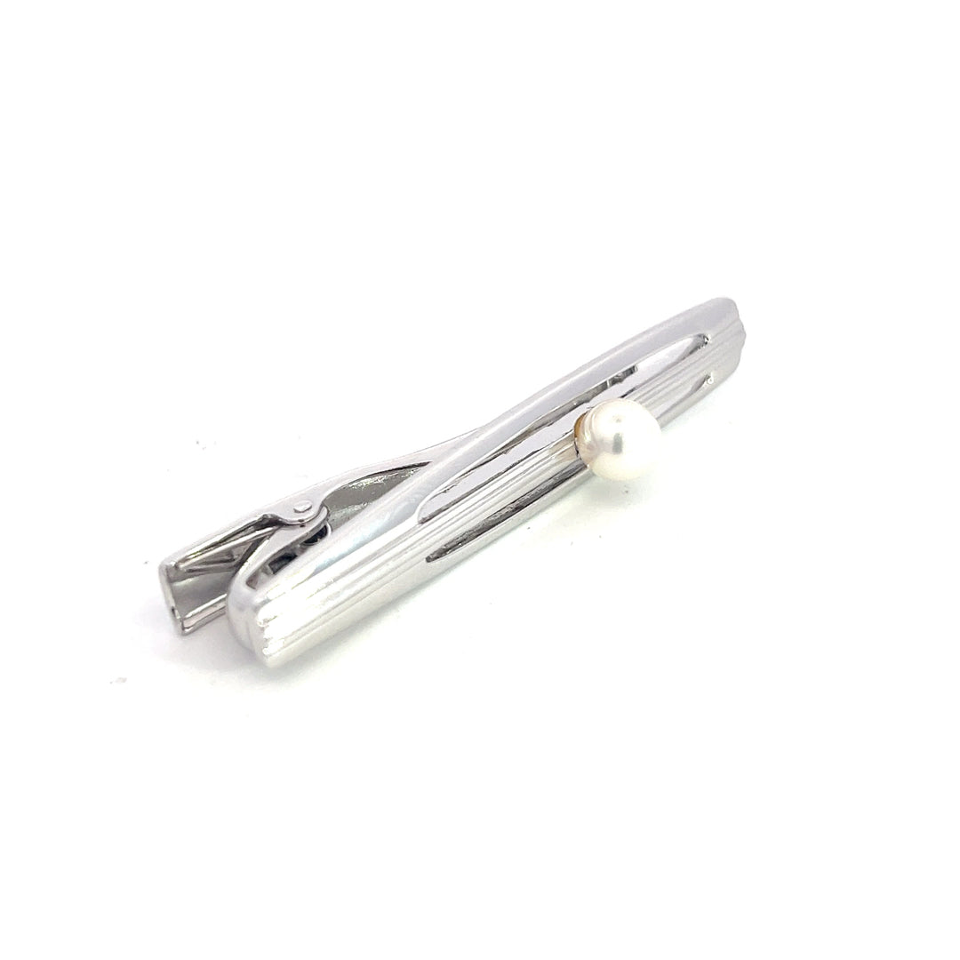 Mikimoto Estate Akoya Pearl Tie Bar Sterling Silver 6.35 mm M386