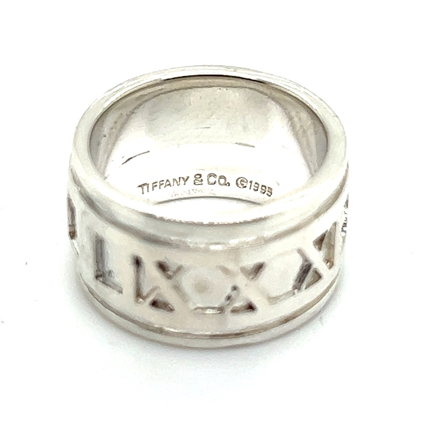 Tiffany & Co Estate Atlas Ring Size 4 Silver 11 mm TIF499 - Certified Fine Jewelry