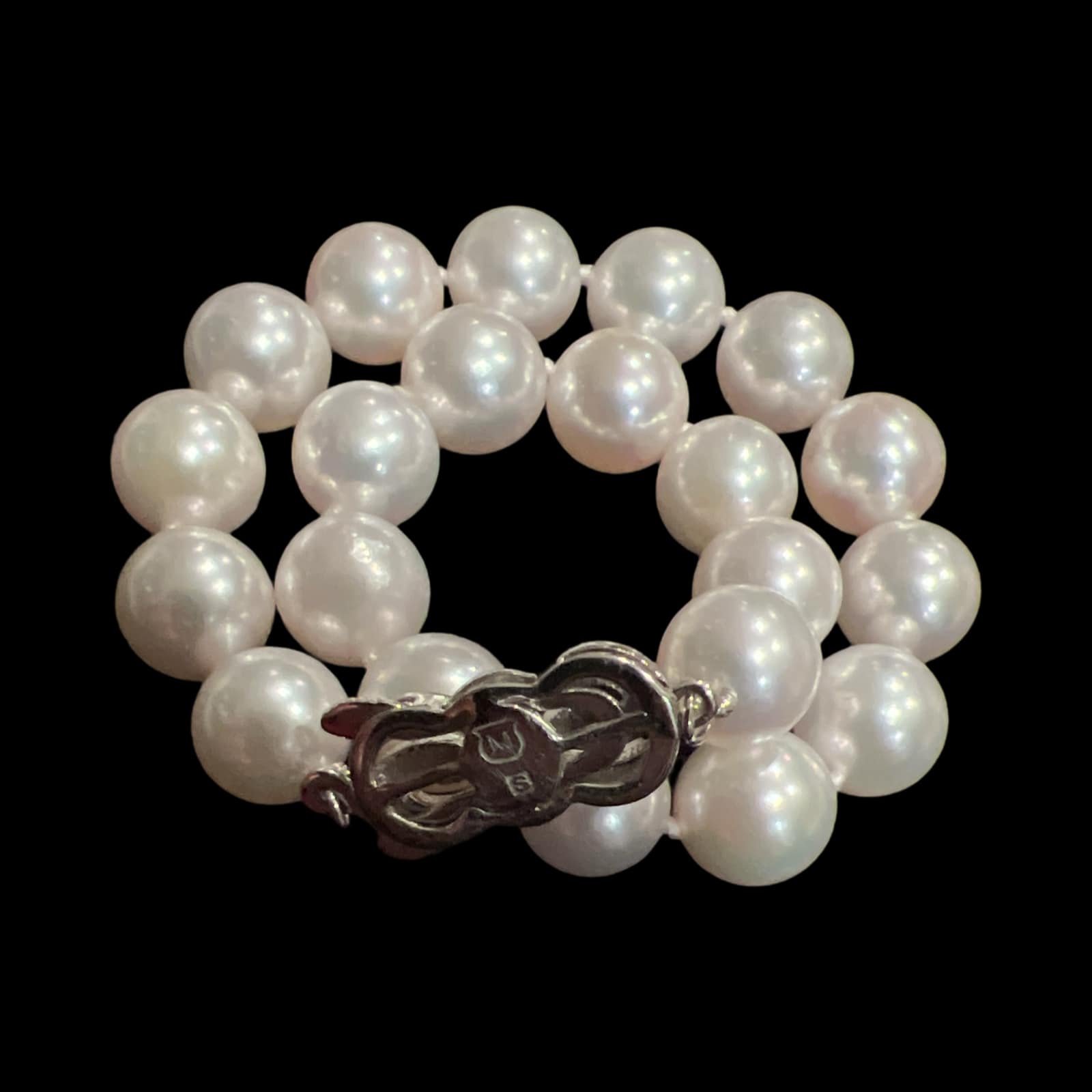 Mikimoto Estate Akoya Pearl Bracelet 8" Silver 8.50 mm M404