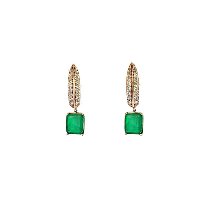 Natural Emerald Diamond Dangle Earrings 14k W Gold 4.86 TCW Certified $7,250 018691