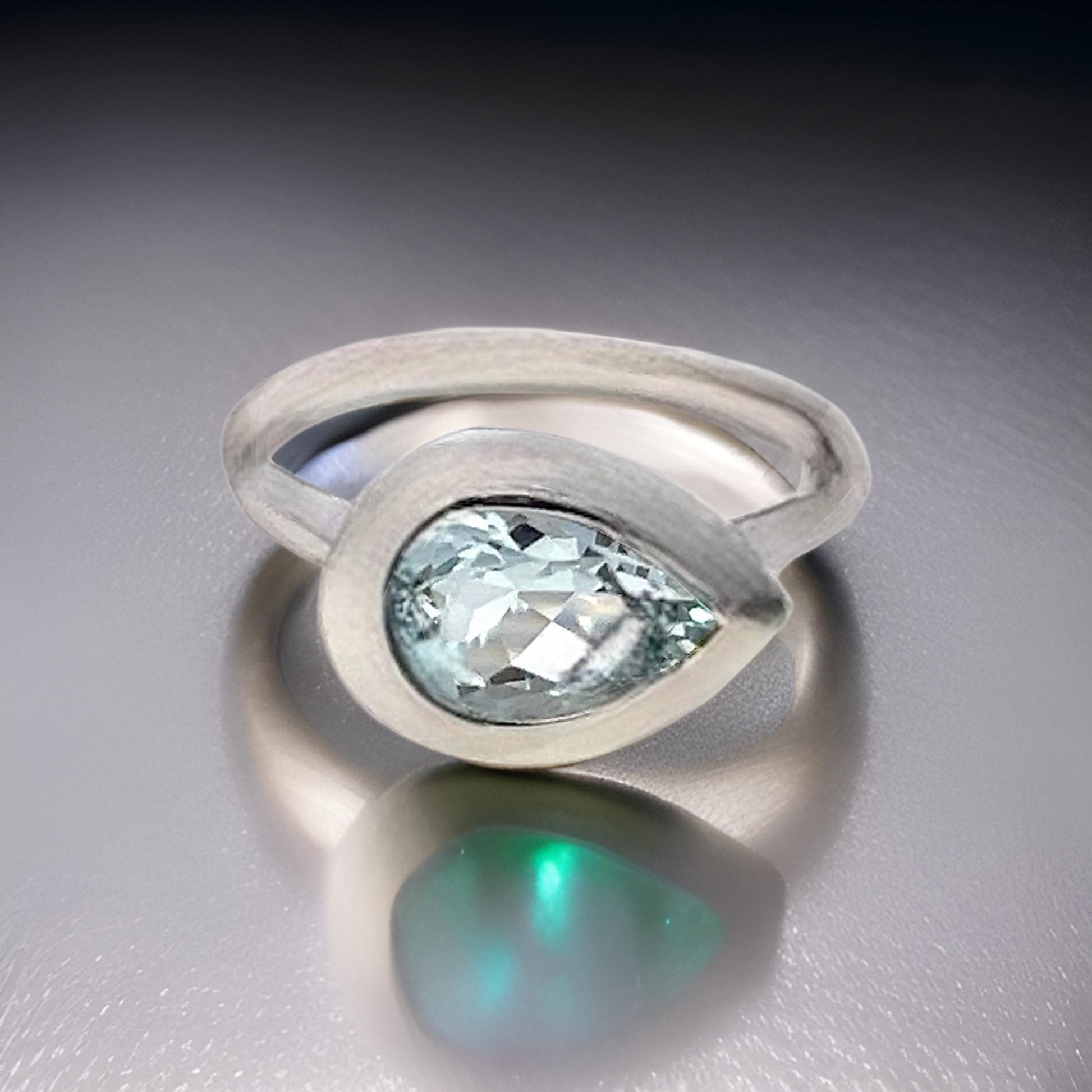 Natural Solitaire Aquamarine Ring Size 6.5 14k W Gold 1.60 Cts Certified $3,950 310625