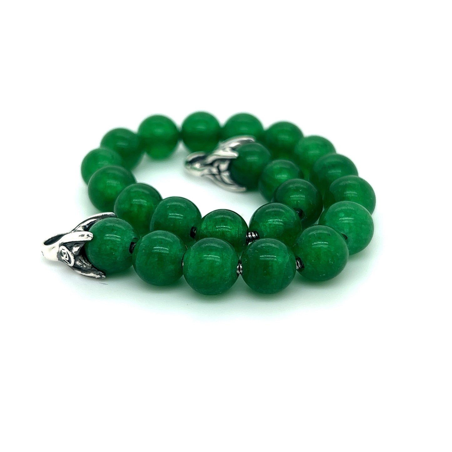 David Yurman Authentic Estate Green Onyx Prayer Bead Bracelet 8" Sterling Silver DY489