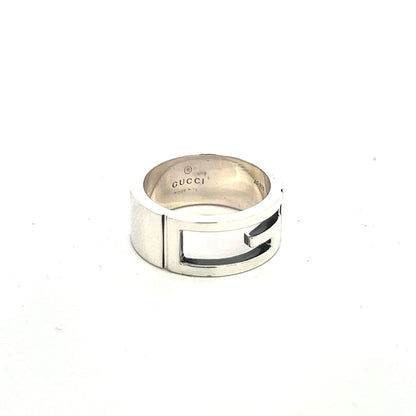 Gucci Estate Ring Size 5.5 Sterling Silver Height 8 mm G28