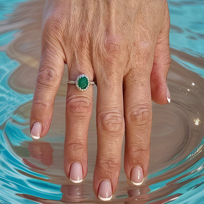 Natural Emerald Diamond Ring Size 6.5 14k White Gold 2.16 TCW Certified $4,950 310997