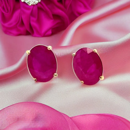 Natural Ruby Stud Earrings 14k Yellow Gold 4.18 TW Certified $799 307907 - Certified Fine Jewelry