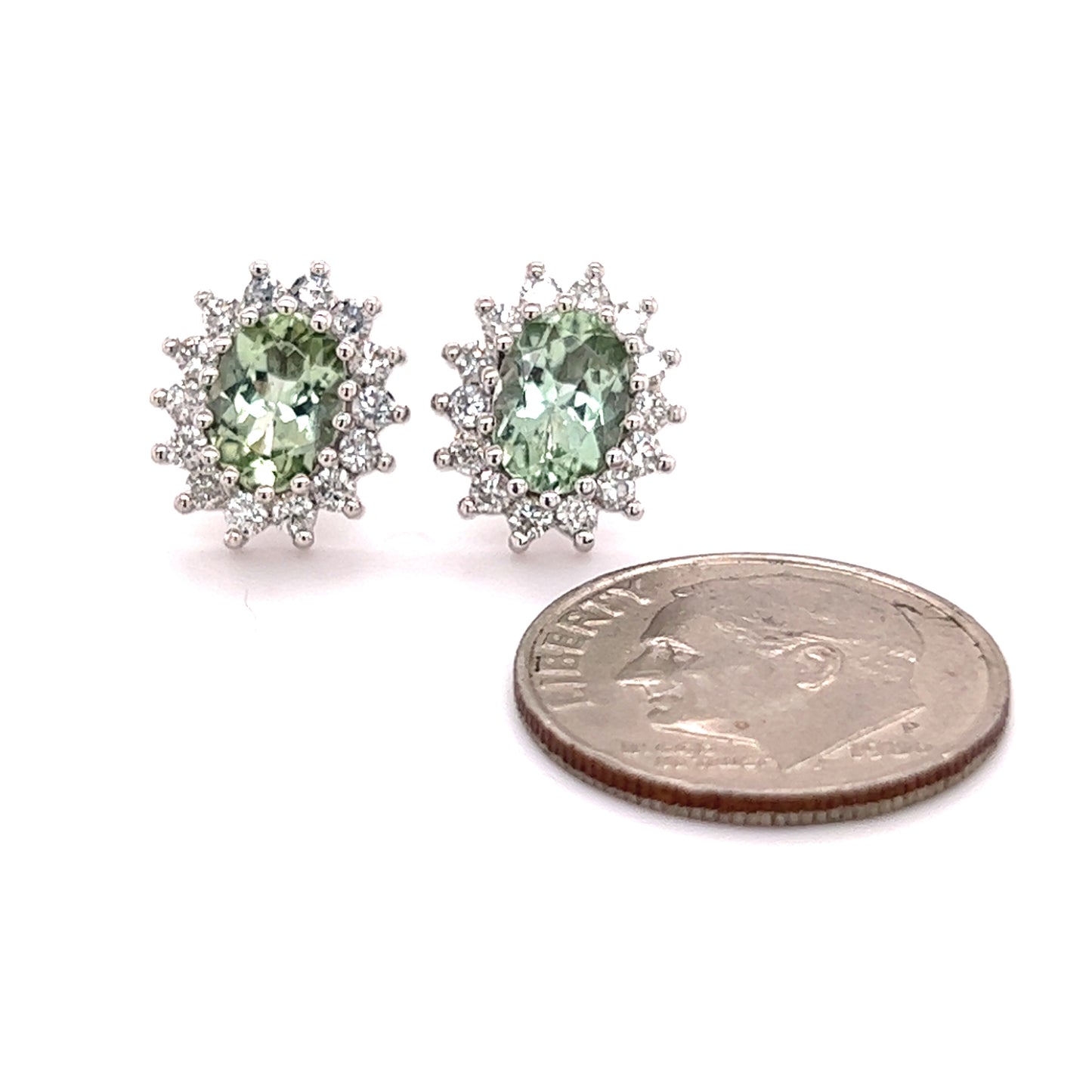 Natural Tourmaline Diamond Stud Earrings 14k W Gold 2.42 TCW Certified $3,950 215090