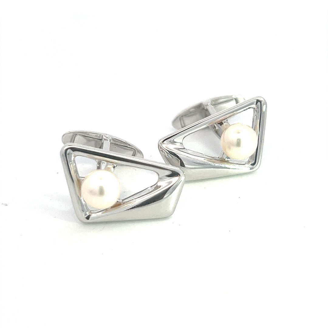 Mikimoto Estate Akoya Pearl Cufflinks Sterling Silver 6.85 mm M388