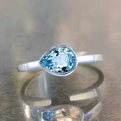 Natural Aquamarine Ring 6.5 14k W Gold 1.37 TCW Certified $1,950 221337 - Certified Fine Jewelry
