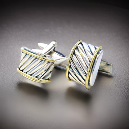 David Yurman Authentic Estate Cigar Band Cufflinks 14k Silver DY511