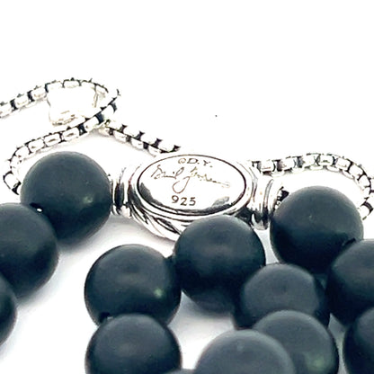 David Yurman Authentic Estate Matte Onyx Spiritual Beads Bracelet sil 8.5" DY407