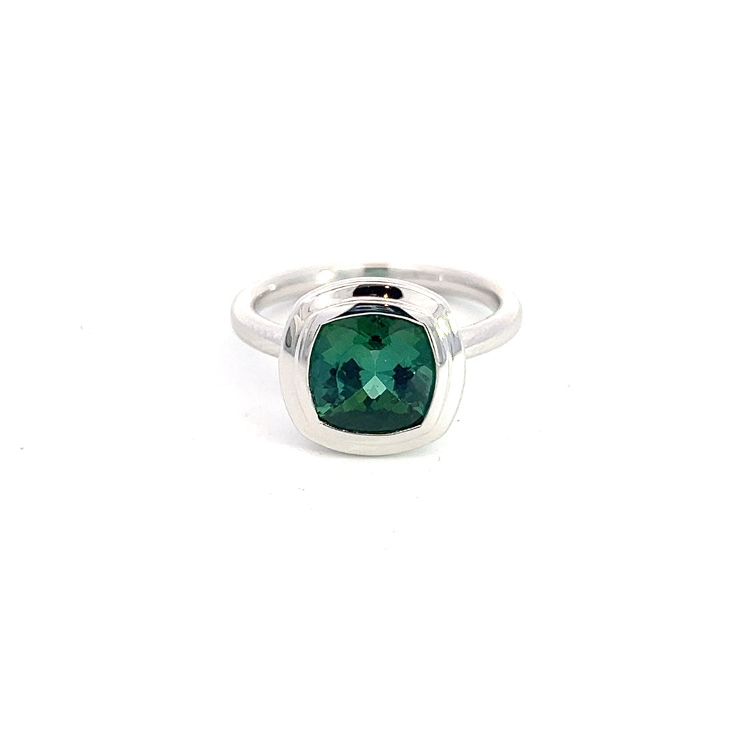 Natural Solitaire Tourmaline Ring 6.5 14k W Gold 2.25 TCW Certified $3,490 310623