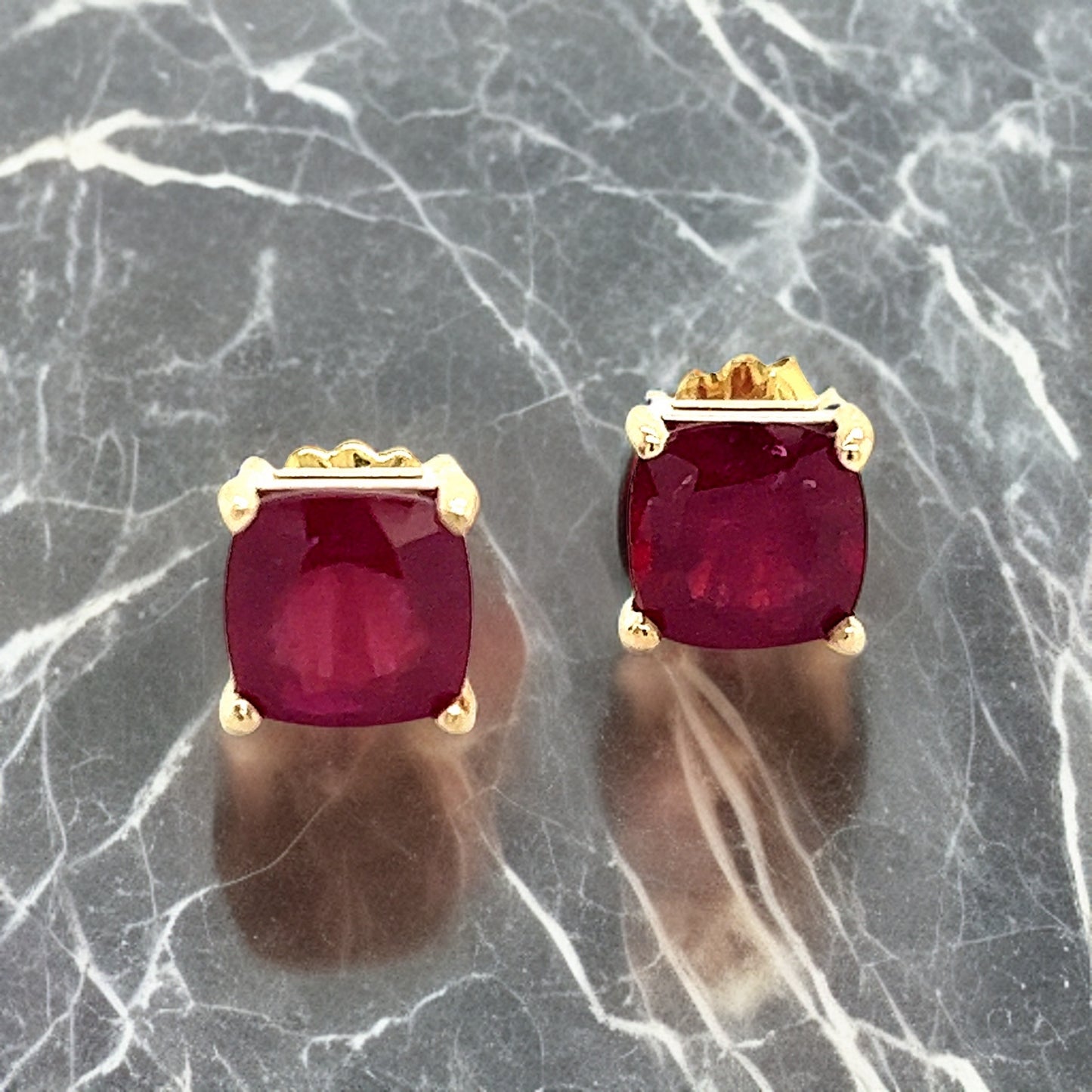 Natural Ruby Stud Earrings 14k Yellow Gold 4.18 TW Certified $799 307909 - Certified Fine Jewelry