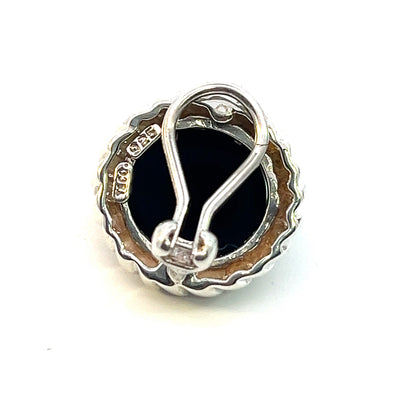 Tiffany & Co Estate Round Onyx Clip-on Earrings Sterling Silver TIF562 - Certified Fine Jewelry